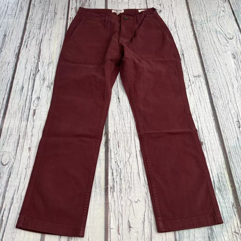Goodthreads Men Athletic Fit Porkchop Pocket Stretch Canva Burgundy Pant 28W 28L